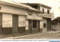 Insurrección Popular de Estelí - Casa de dos pisos dañada por artillería pesada - Septiembre de 1978