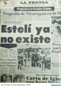 Insurrección Popular de Estelí - Portada de La Prensa - 22 de septiembre de 1978