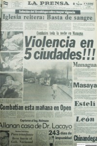 Insurrección Popular de Estelí - Portada de La Prensa - 9 de septiembre de 1978